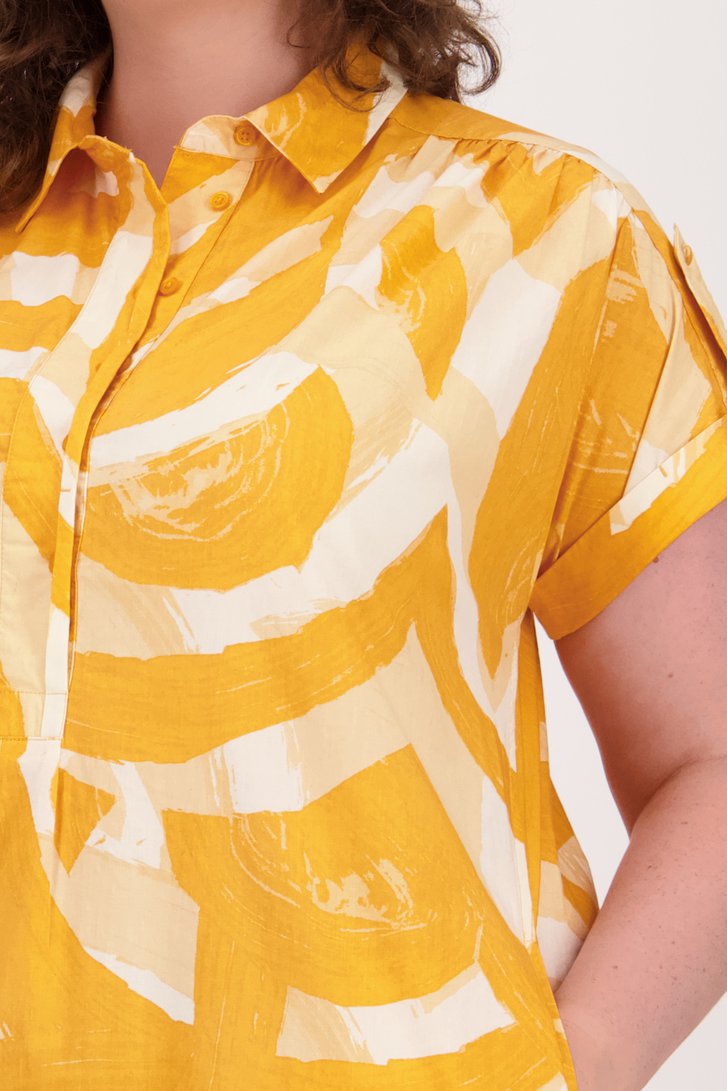 Lang kleedje met oranje print van Fransa voor Dames