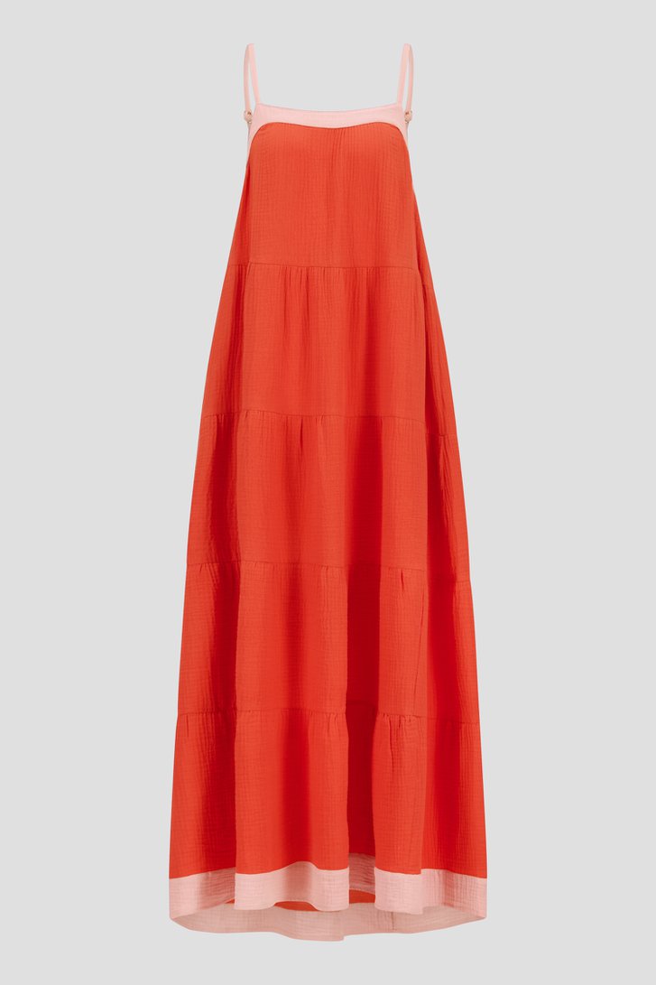 Lang koraalrood kleedje van AC by Annelien Coorevits voor Dames