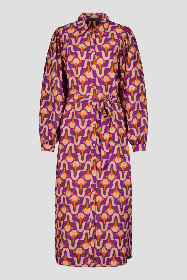 Lang paars kleedje met print van Geisha voor Dames