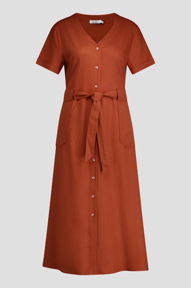 Productfoto 1 van Lang roestbruin kleedje in linnen door Liberty Loving nature voor Dames
