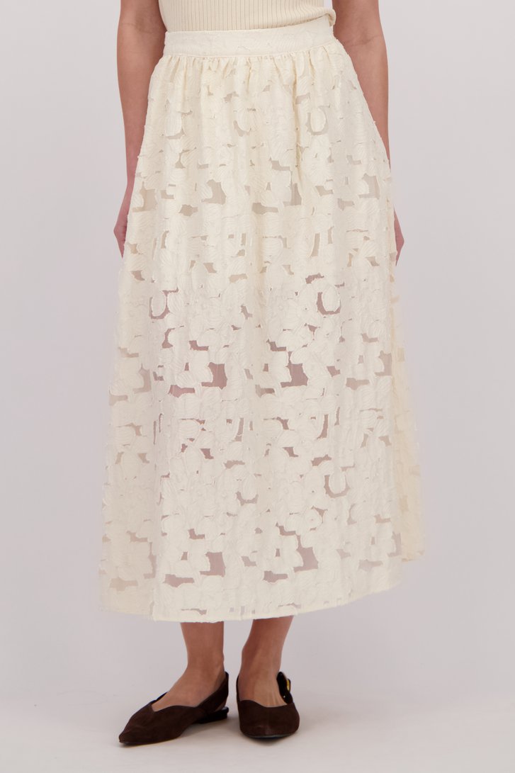Lange beige rok met kant| 7984009 | LZ1 grote maten| e5