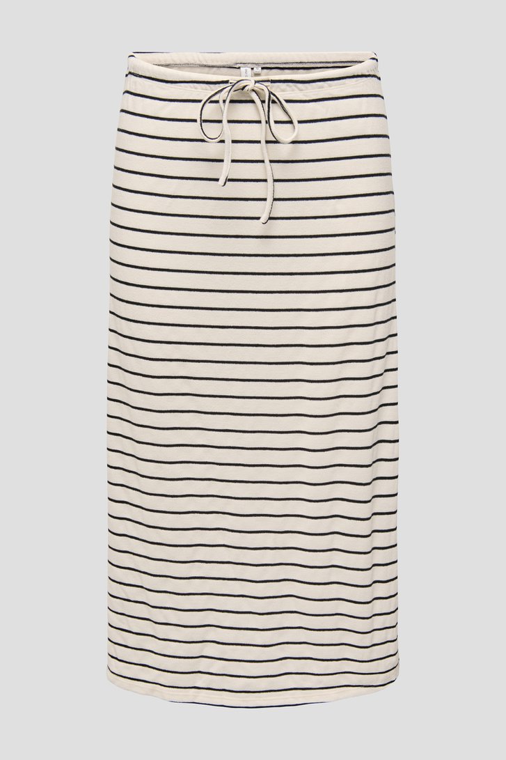 Lange beige rok met zwart gestreept motief van Only Carmakoma voor Dames