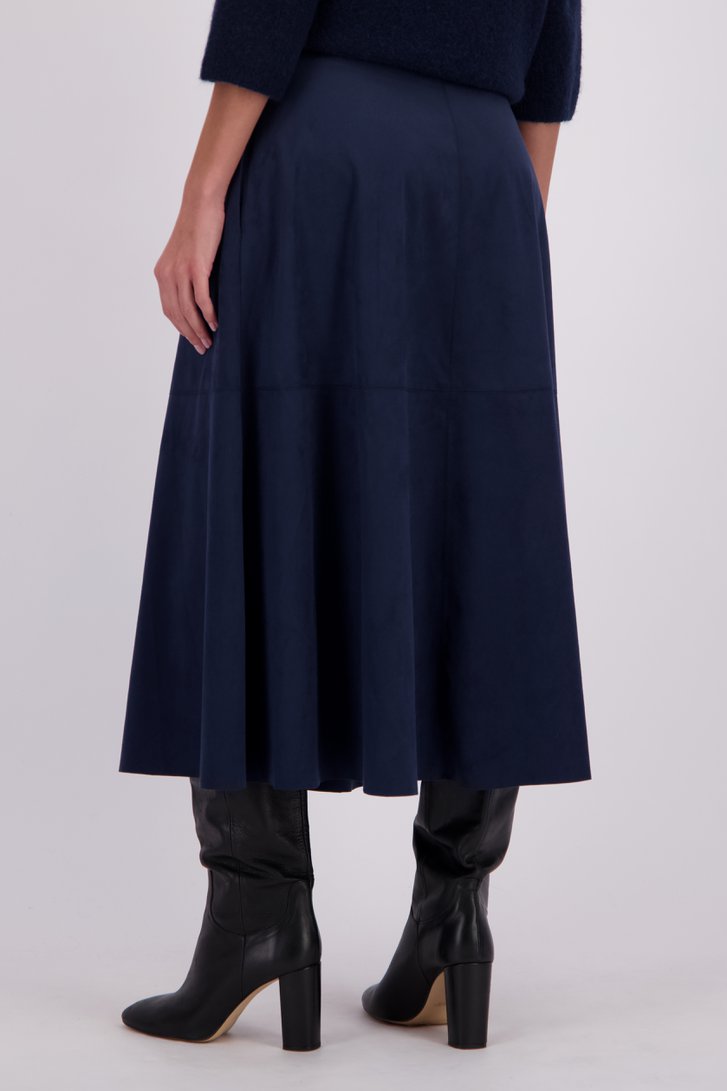 Achterkant van Lange blauwe rok met daimlook door D'Auvry voor Dames