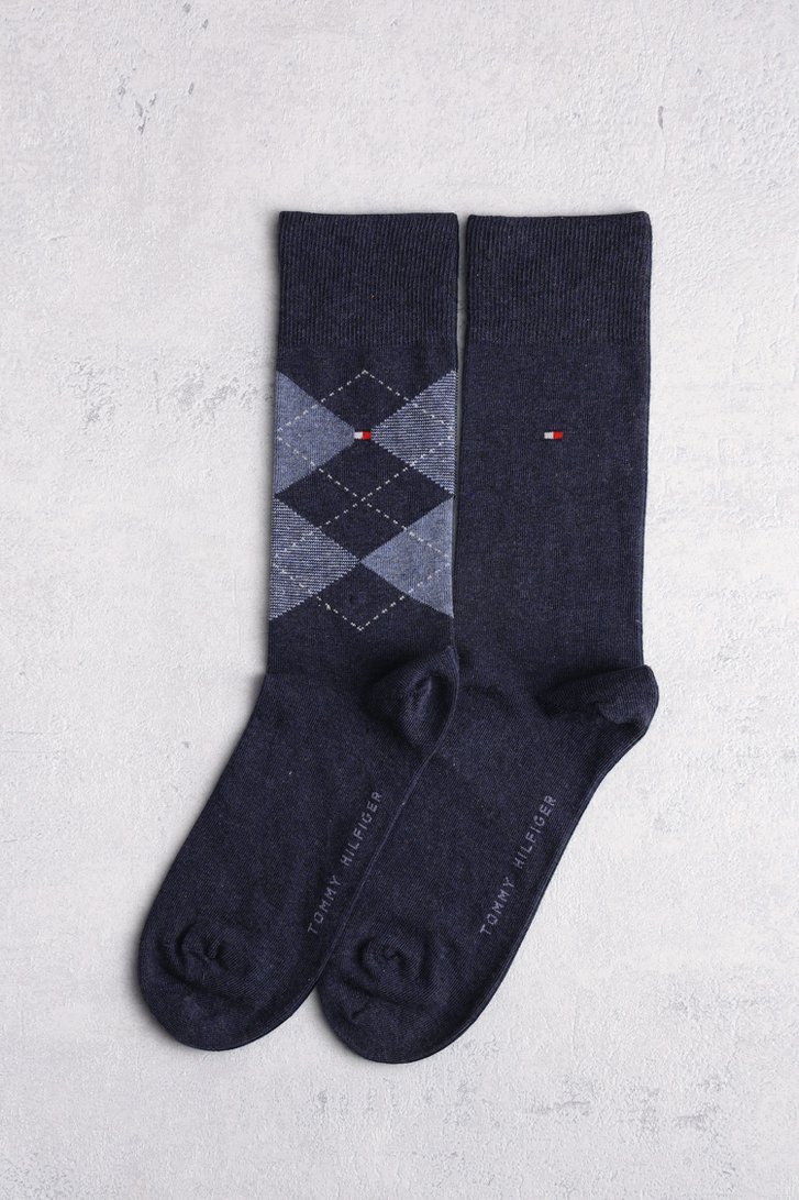 Voorkant van Lange blauwe sokken - 2 paar door Tommy Hilfiger voor Heren