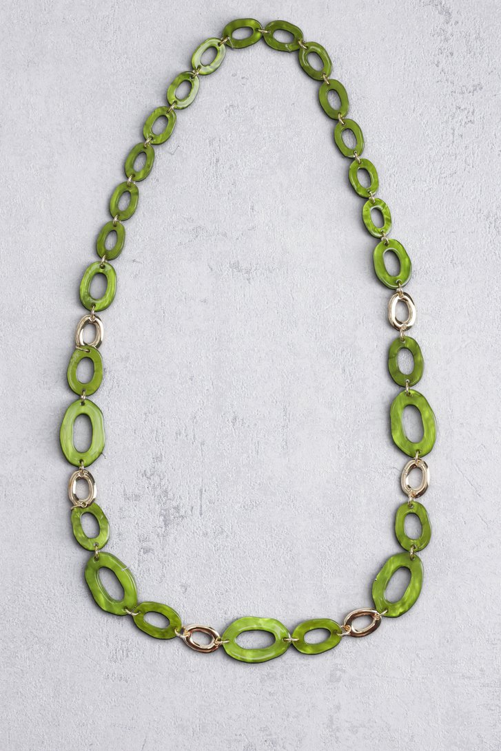 Voorkant van Lange groene ketting met organische elementen door Liberty Island voor Dames