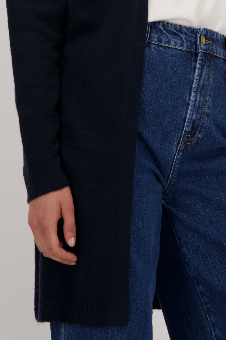 Detail van Lange navy cardigan zonder knopen door Liberty Island voor Dames