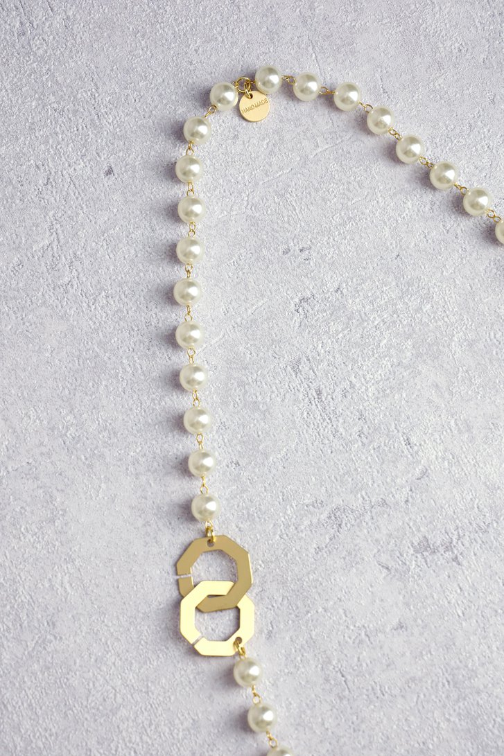 Lange parelketting met gouden details van Liberty Island voor Dames