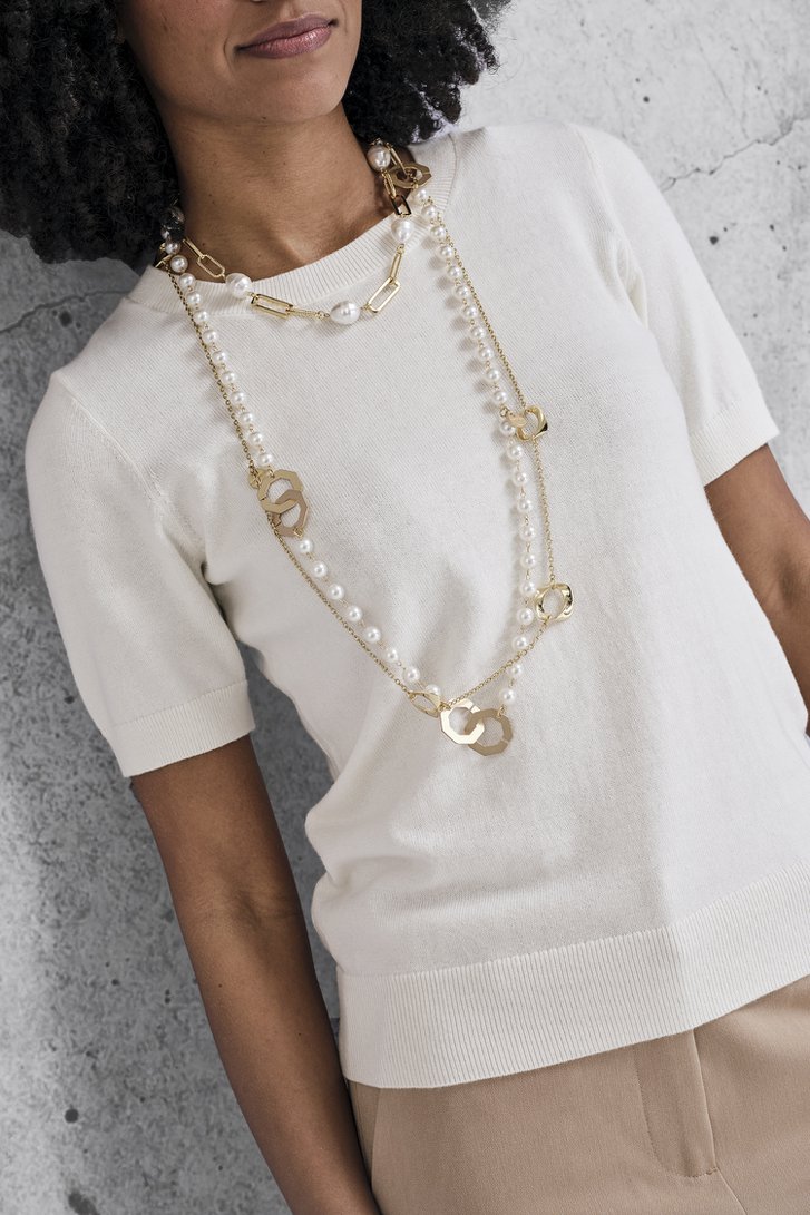 Lange parelketting met gouden details van Liberty Island voor Dames