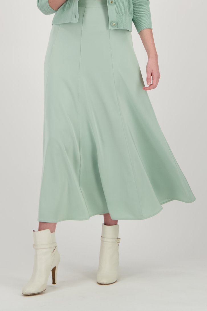 Lange pastelgroene rok met satin look van D'Auvry voor Dames
