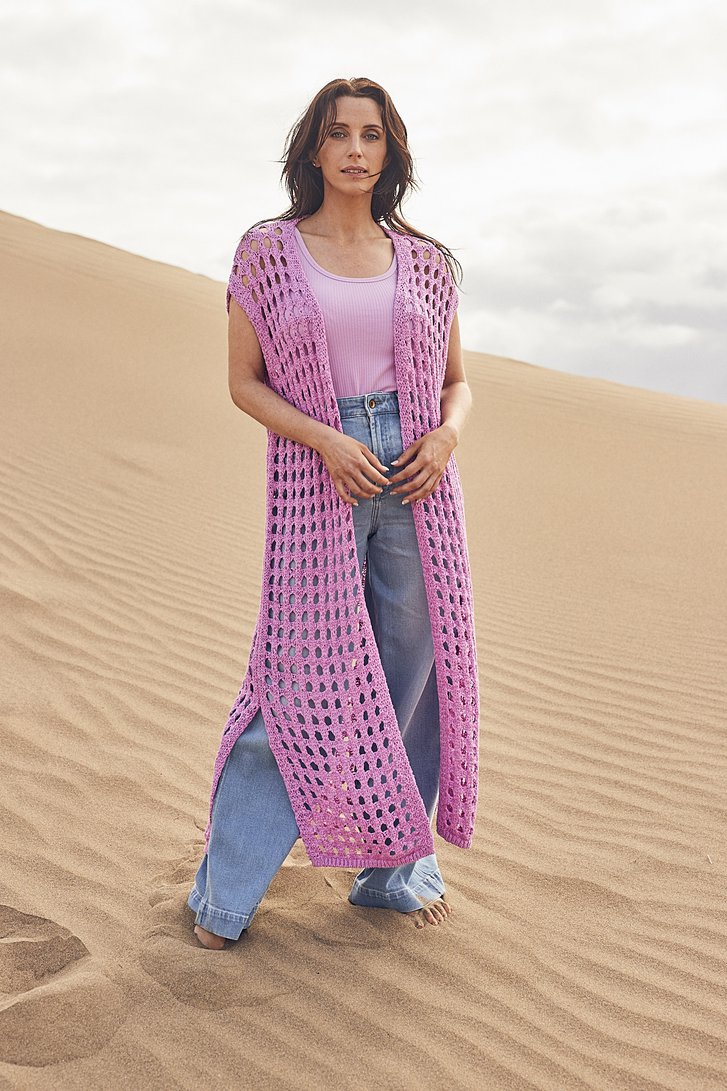 Lange roze cardigan - Louise x Tine van Louise voor Dames
