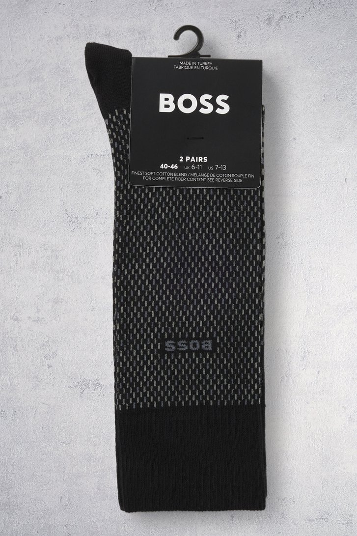 Productfoto 1 van Lange sokken zwarte kousen - 2 paar door Hugo Boss voor Heren