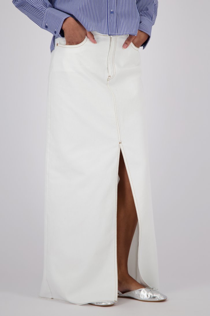 Lange witte jeansrok met split van Louise voor Dames