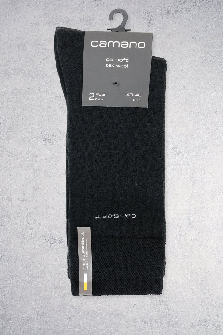 Achterkant van Lange zwarte sokken met wol - 2 paar door Camano voor Heren