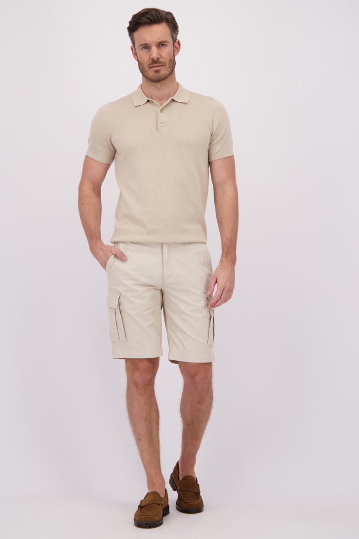 Voorkant van Lichtbeige bermuda met cargozakken door Brassville voor Heren