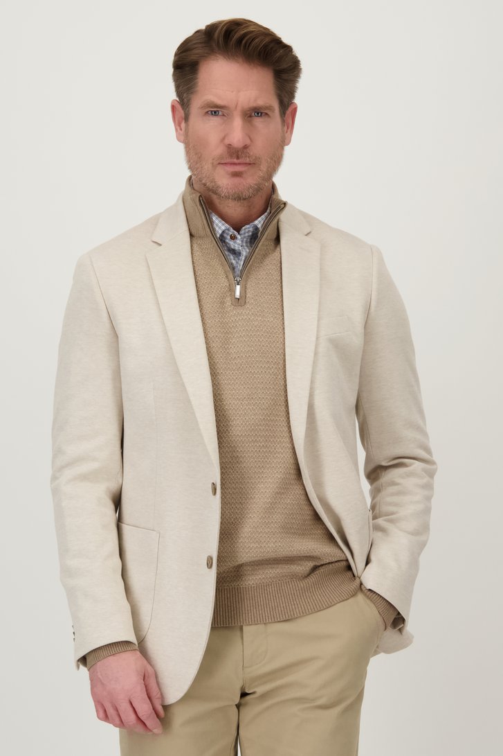 Lichtbeige blazer met bruine knopen - regular fit van Dansaert Blue voor Heren