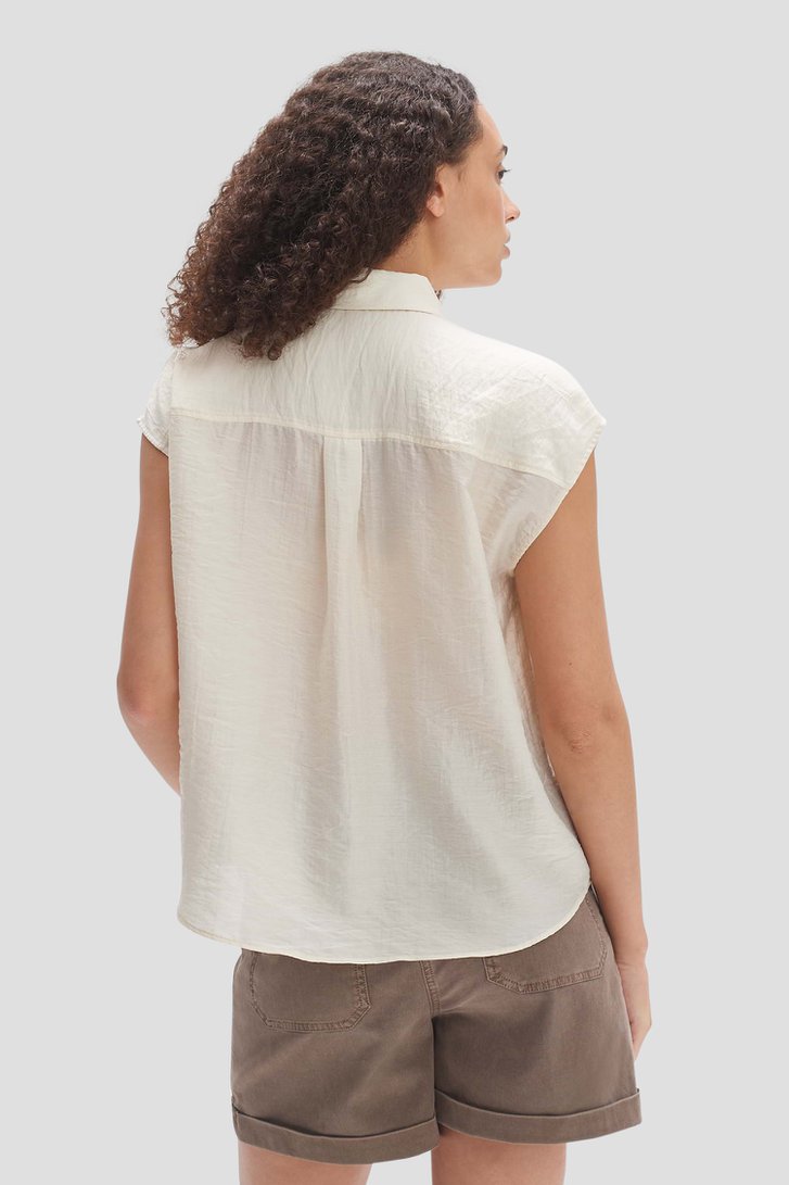 Lichtbeige blouse met korte mouwen van Opus voor Dames