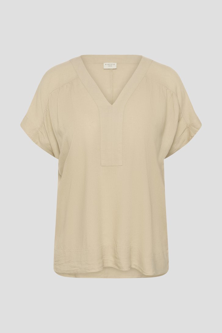 Productfoto 1 van Lichtbeige blouse met V-hals door Kaffe Curve voor Dames