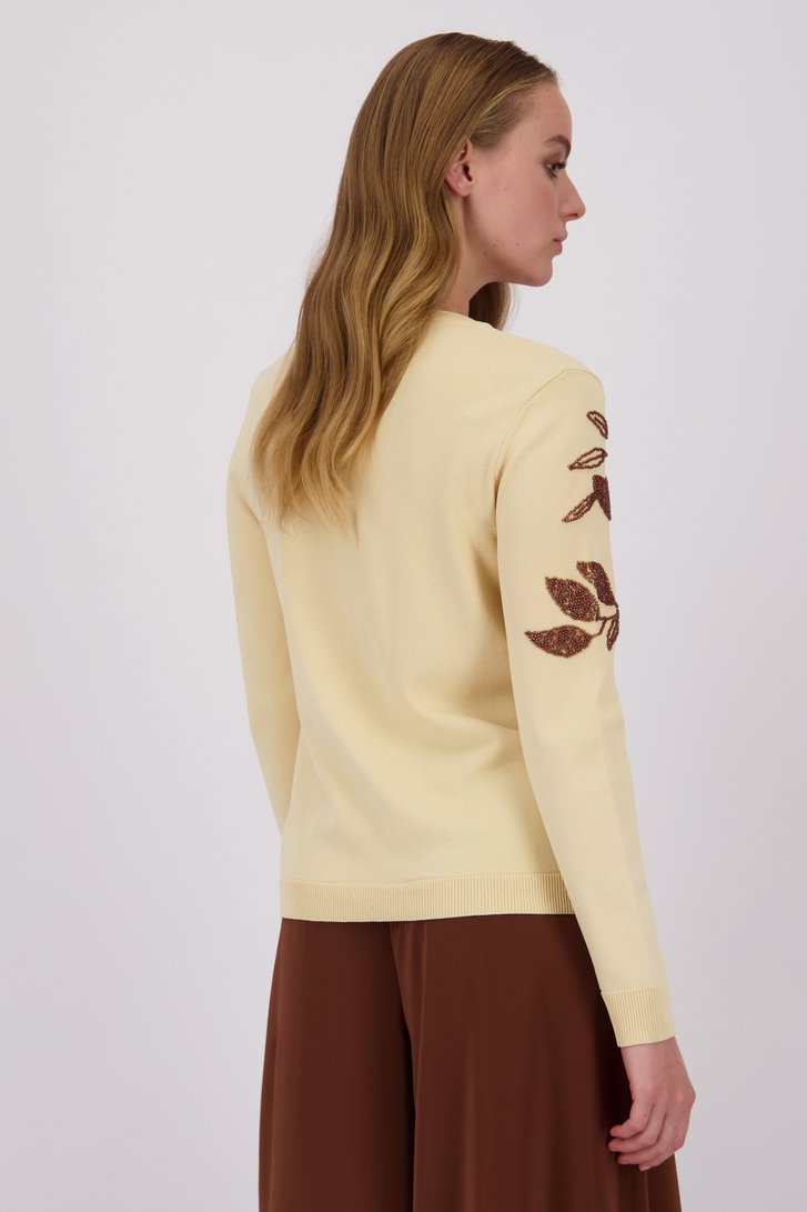 Lichtbeige cardigan met parelknopen van D'Auvry voor Dames