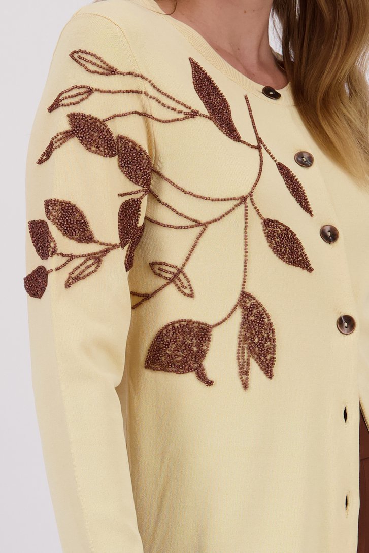 Lichtbeige cardigan met parelknopen van D'Auvry voor Dames