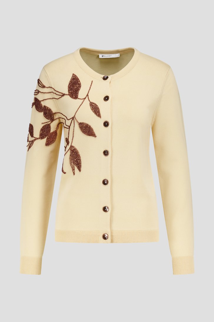Lichtbeige cardigan met parelknopen van D'Auvry voor Dames
