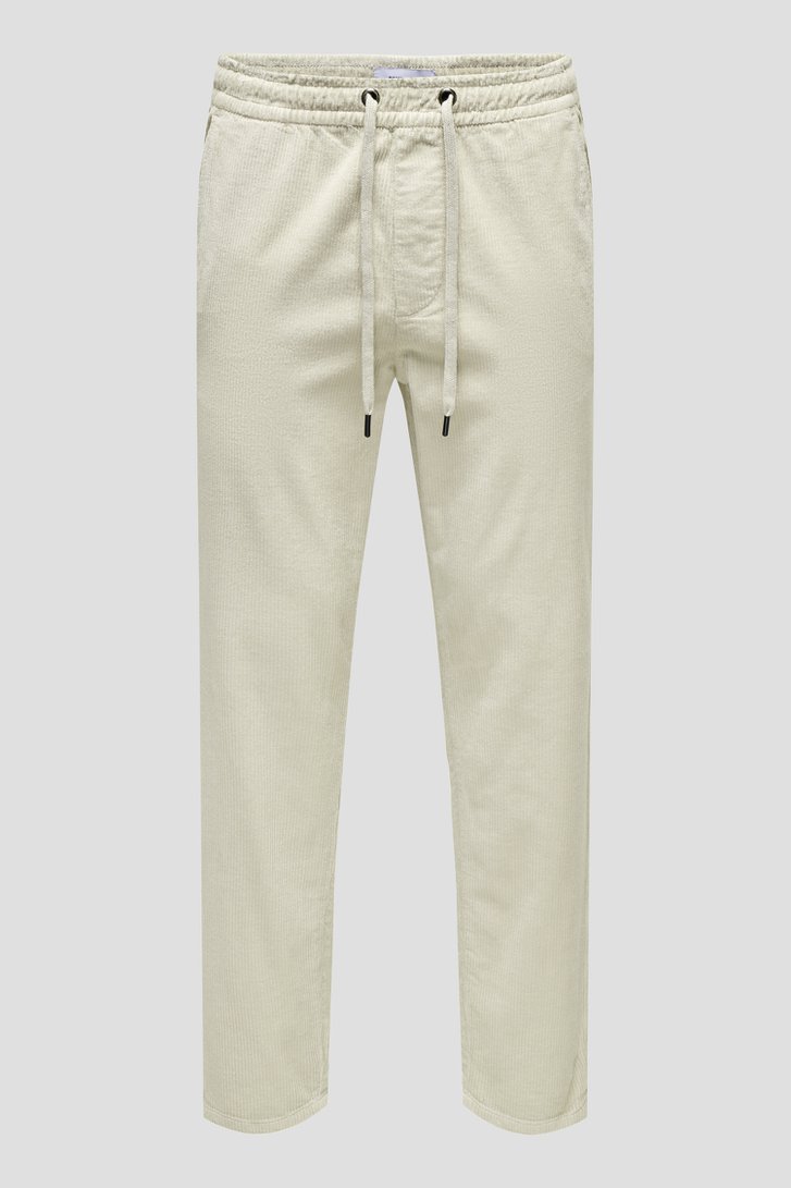 Productfoto 1 van Lichtbeige chino in corduroy - Tapered fit door Only & Sons voor Heren
