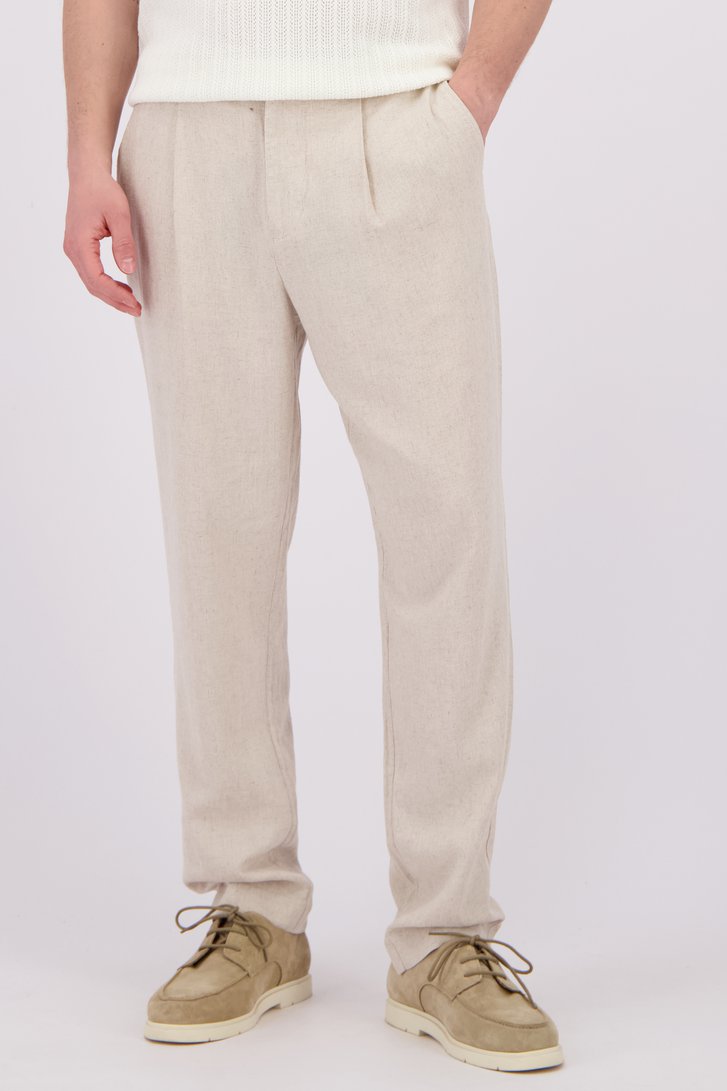 Detail van Lichtbeige chino met linnen door Only & Sons voor Heren