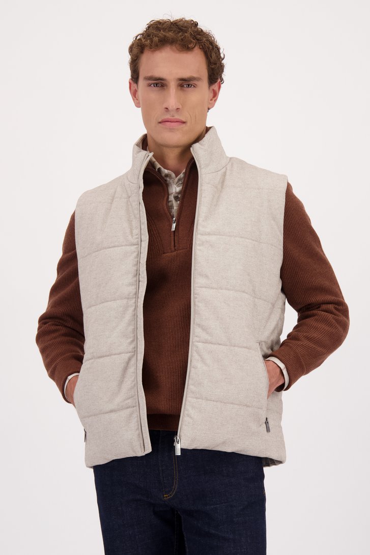 Voorkant van Lichtbeige gewatteerde bodywarmer door Upper East voor Heren