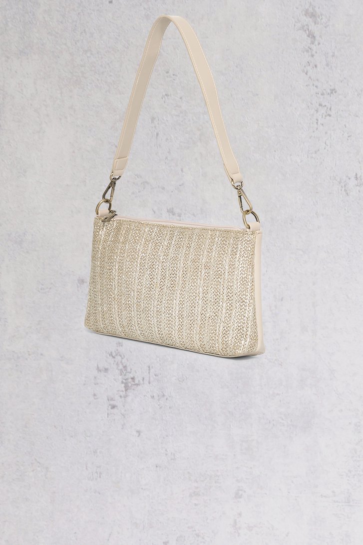 Lichtbeige handtas met gouden gevlochten afwerking van Bulaggi voor Dames