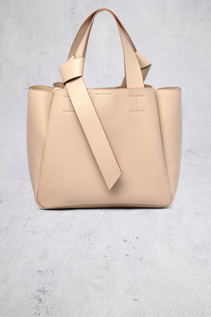 Achterkant van Lichtbeige lederen handtas door Crinkles voor Dames