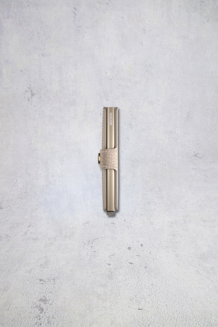 Achterkant van Lichtbeige lederen kaarthouder - Miniwallet Pebble door Secri voor Dames