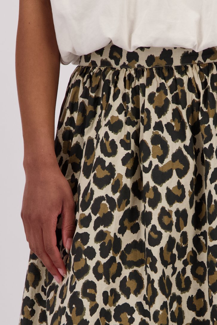 Lichtbeige midirok met luipaardprint van JDY voor Dames