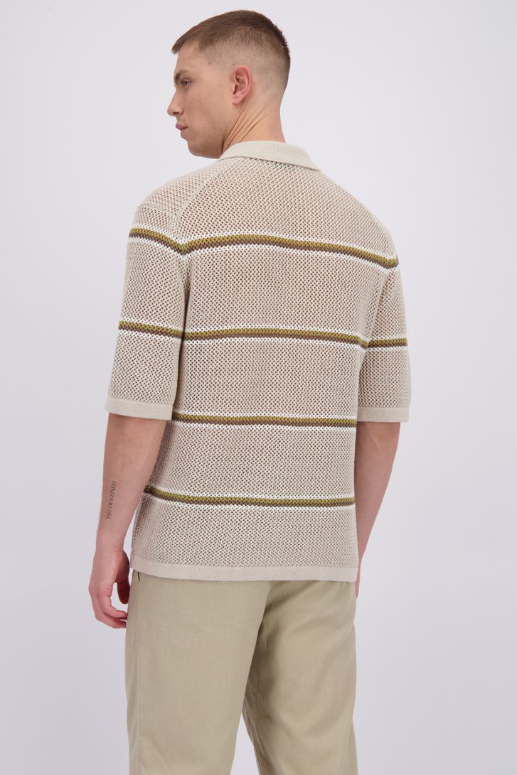 Achterkant van Lichtbeige polo in structuurstof door Only & Sons voor Heren