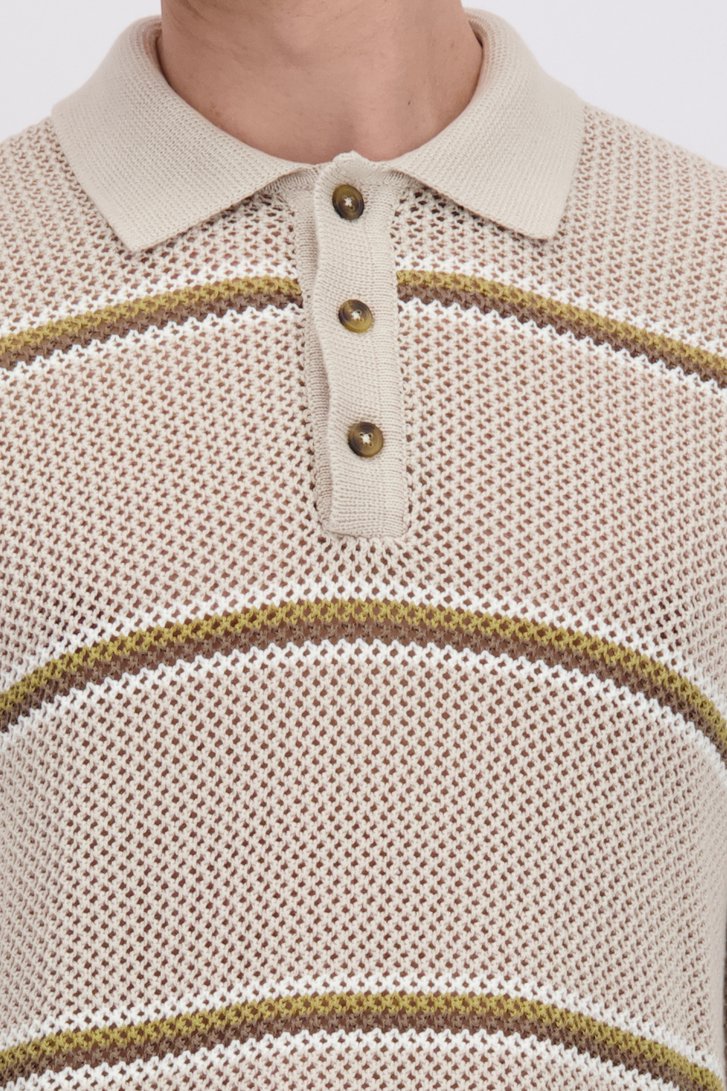 Detail van Lichtbeige polo in structuurstof door Only & Sons voor Heren