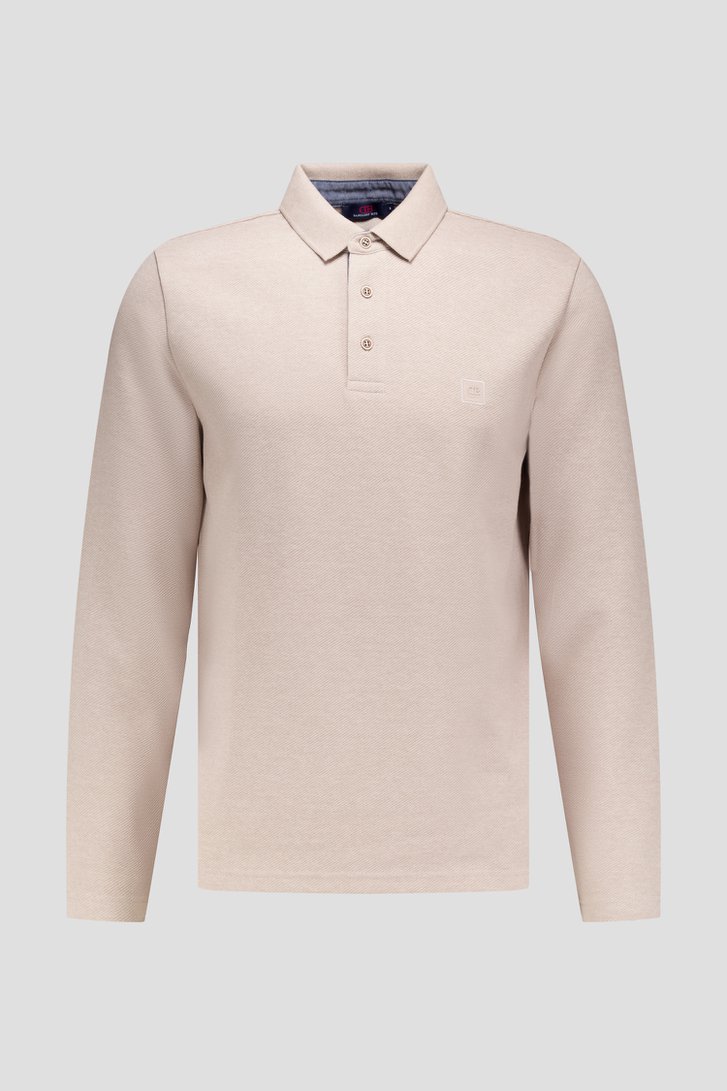 Productfoto 1 van Lichtbeige polo met lange mouwen door Dansaert Blue voor Heren