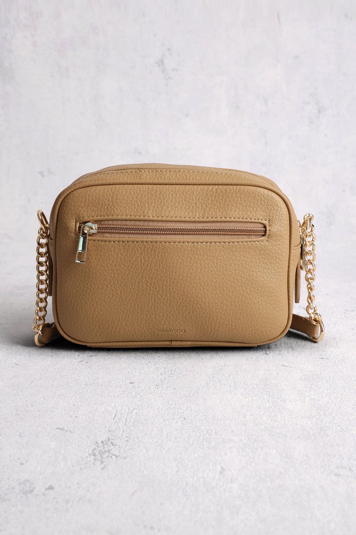 Achterkant van Lichtbeige schoudertas met doorgestikte structuur door Modeno voor Dames