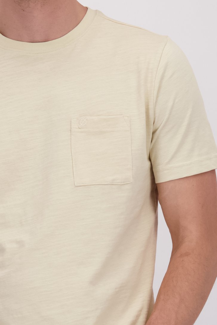 Detail van Lichtbeige T-shirt met ronde hals door Ravøtt voor Heren