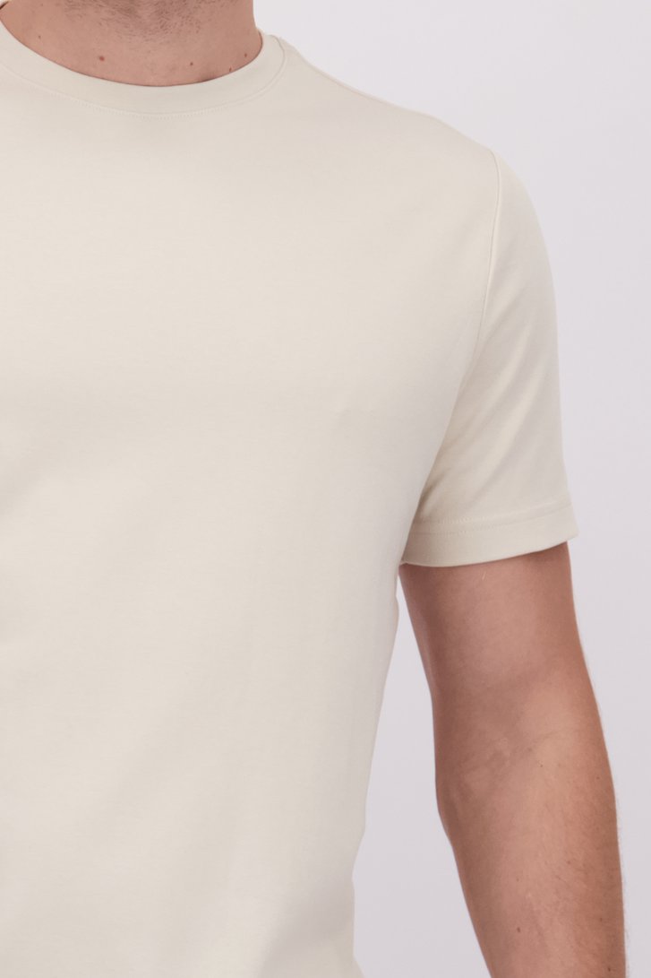 Detail van Lichtbeige T-shirt met ronde hals  door Upper East voor Heren