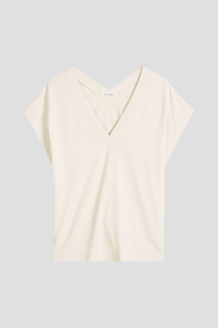 Productfoto 1 van Lichtbeige T-shirt met V-hals door Marc O'Polo voor Dames