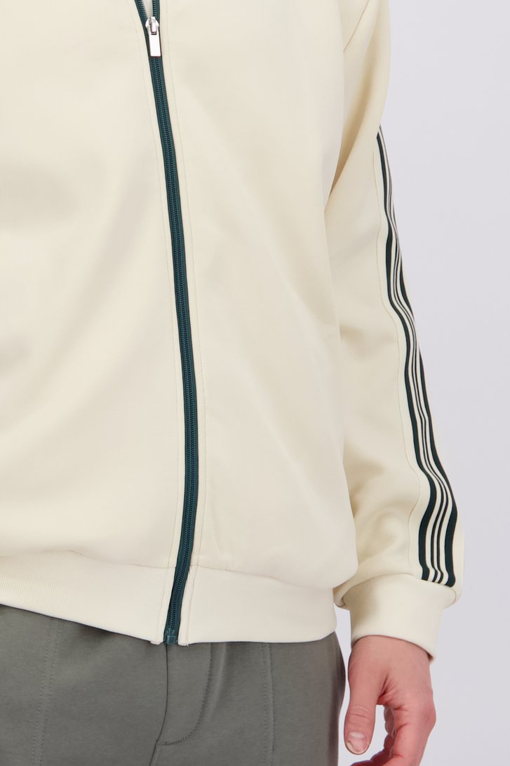 Detail van Lichtbeige trainingsjasje met groene strepen door Only & Sons voor Heren