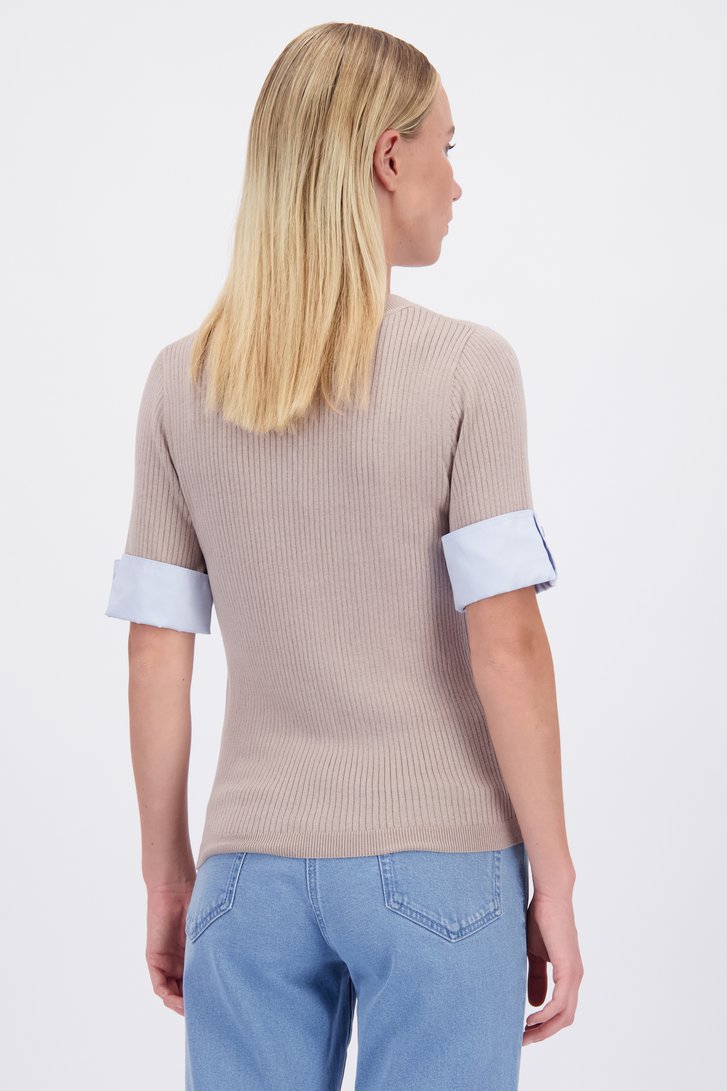 Achterkant van Lichtbeige trui met korte mouwen door D'Auvry voor Dames