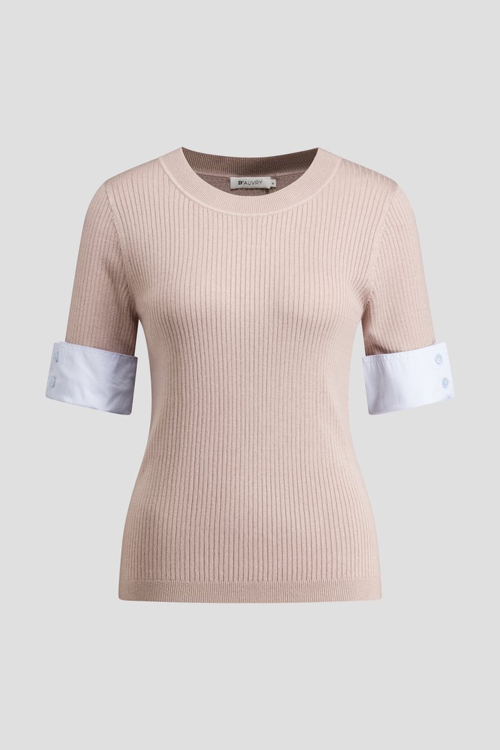 Productfoto 1 van Lichtbeige trui met korte mouwen door D'Auvry voor Dames