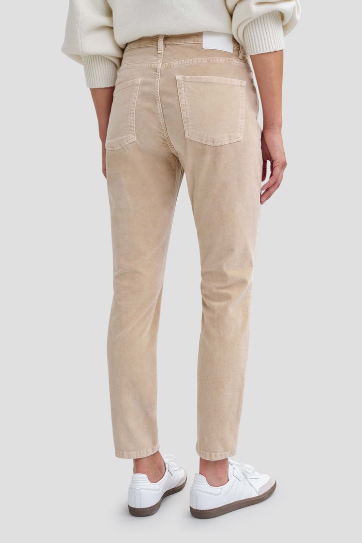 Lichtbeige velours broek - Slim fit van Opus voor Dames