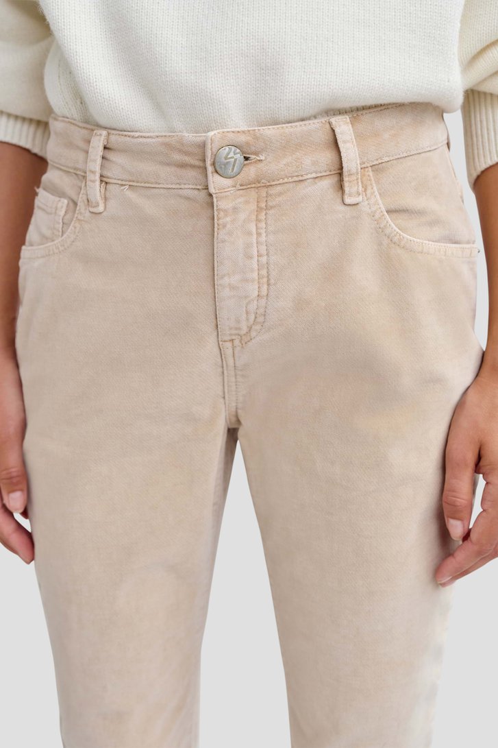 Lichtbeige velours broek - Slim fit van Opus voor Dames