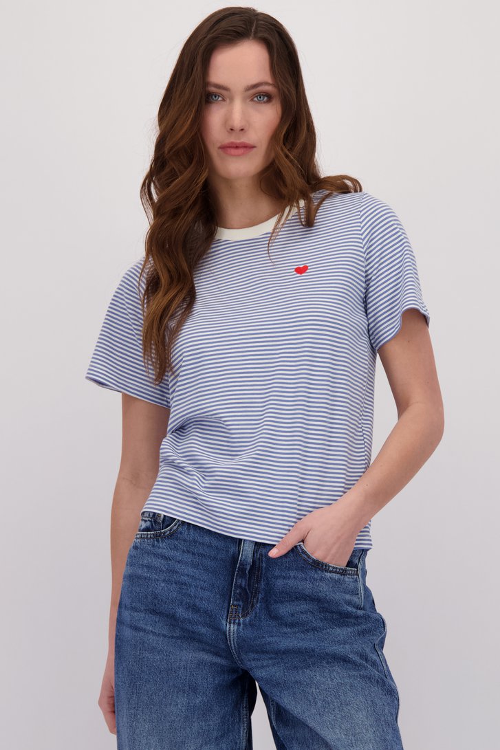 Voorkant van  Lichtblauw gestreept T-shirt  door JDY voor Dames