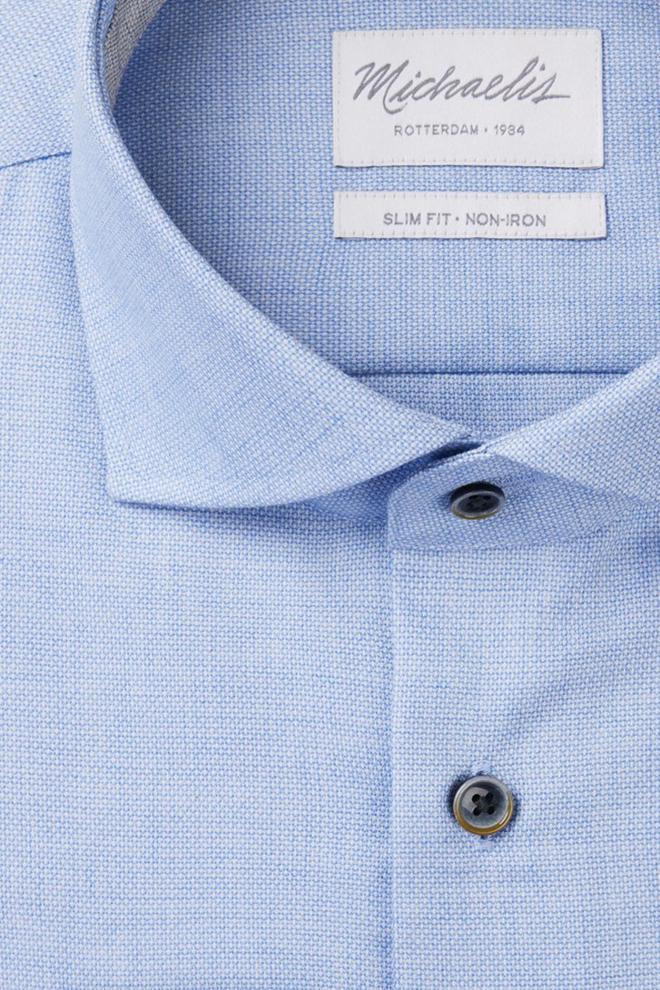 Lichtblauw hemd met fijn patroon - Slim fit van Michaelis voor Heren