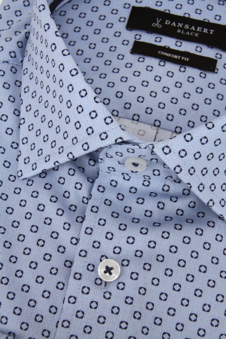 Lichtblauw hemd met fijne print - Comfort fit van Dansaert Black voor Heren
