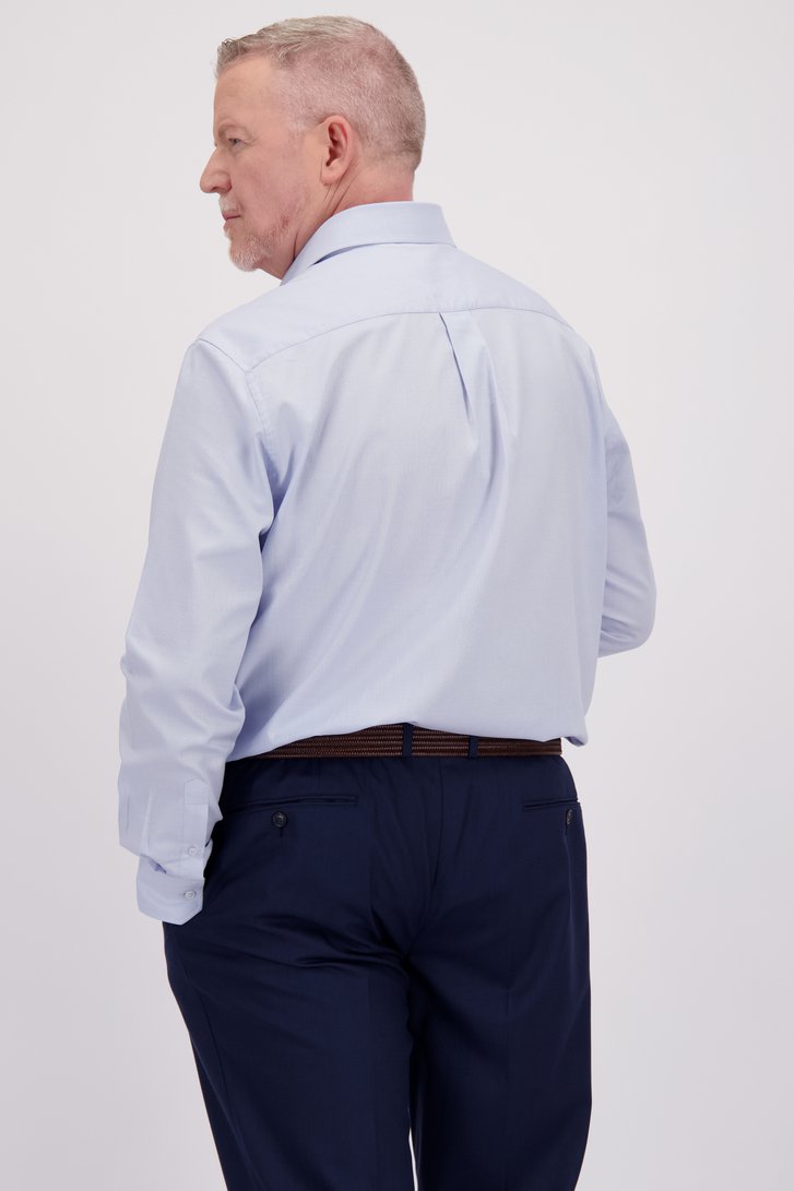 Achterkant van Lichtblauw hemd met fijne ruitjes - Comfort fit door Dansaert Black voor Heren