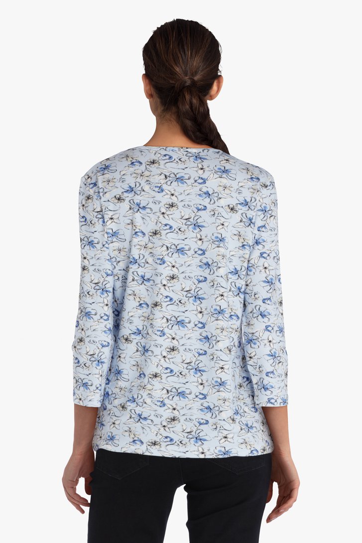 Lichtblauw T-shirt met bloemenprint van Bicalla voor Dames