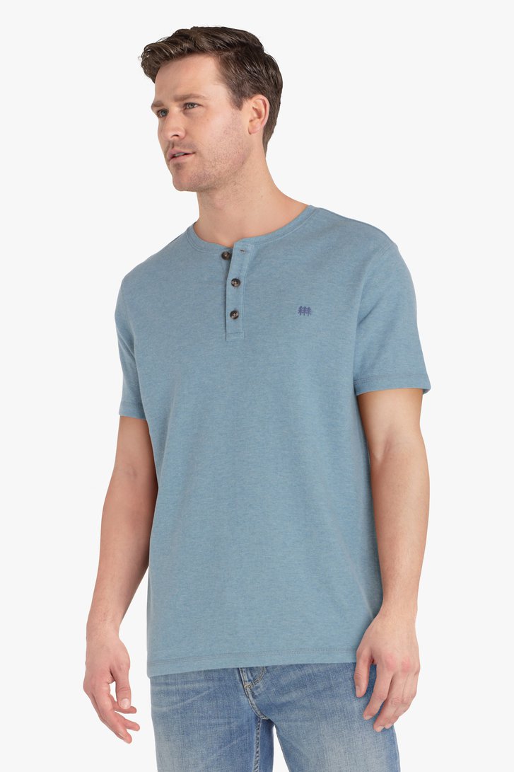 Lichtblauw T-shirt met knopen