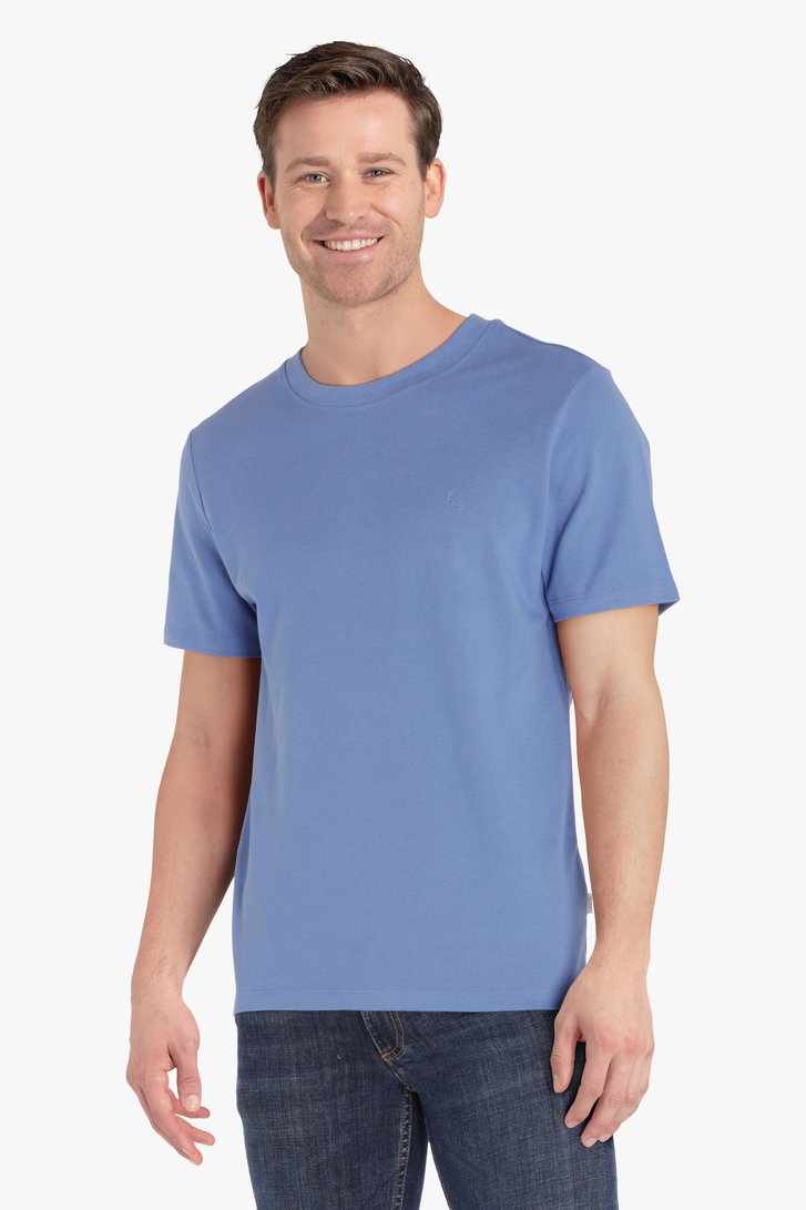 Lichtblauw T-shirt met ronde hals